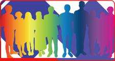 Multicoloured silhouettes of people