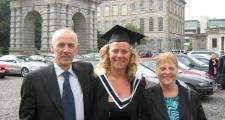 Katriona O'Sullivan on graduation day with her mum and dad