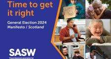 The words "Time to get it right" with SASW's logo underneath. On the right of the image there are pictures of people.