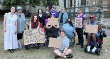 Protestors outside parliament