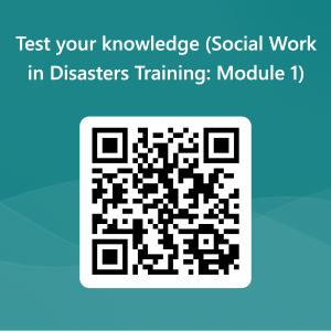 QRCode for Test your knowledge Social Work in Disasters Training Module 1