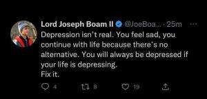 Social media post about depression