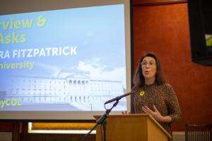 Dr Ciara Fitzpatrick pictured speaking at a cost of living conference