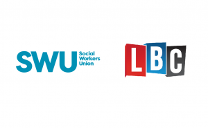 SWU (Social Workers Union) and LBC Radio logos